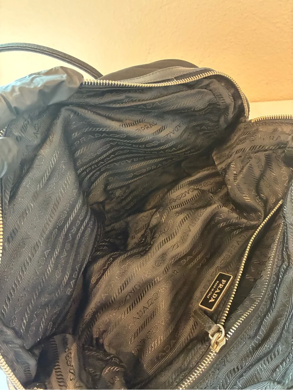 Prada Black Nylon Shoulder Tote with Silver Hardware